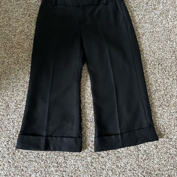 Gap Women’s 100% Wool Black Wide Flare Leg Cropped Pants Size 8 Lined - Picture 7 of 11